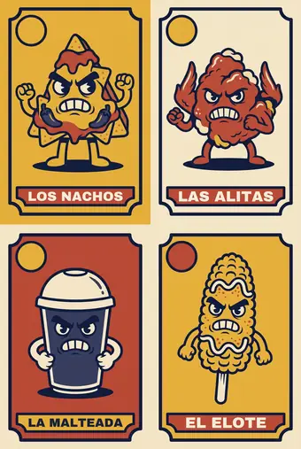 Burgers vs Tacos poster: Four more contenders on lotería cards