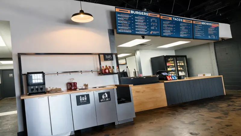 Service counter with the menu boards above it